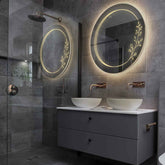 Specchio LED Rotondo | Controllo tramite interruttore a muro | Luce bianca calda - Reyze Serie Good Vibes Modello 3